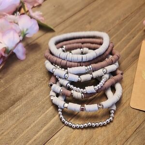 Handmade Set Of 8 Clay Bracelets